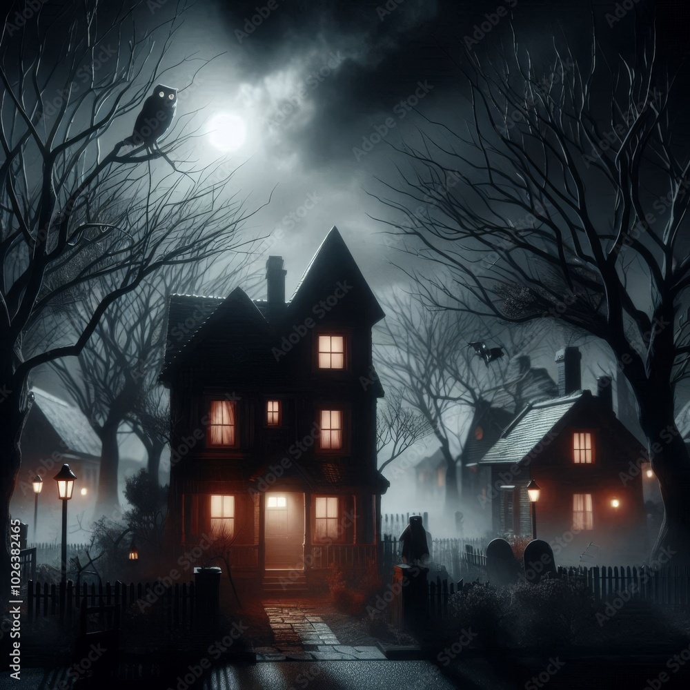 Full Moon Over Haunted House Full Moon Over Haunted House