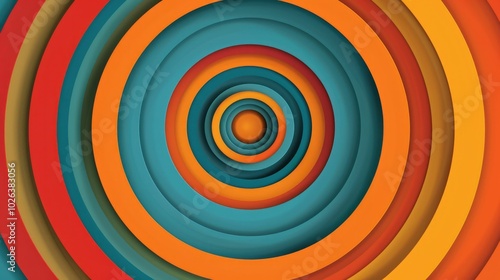 Abstract background with layered concentric circles in vibrant tones photo