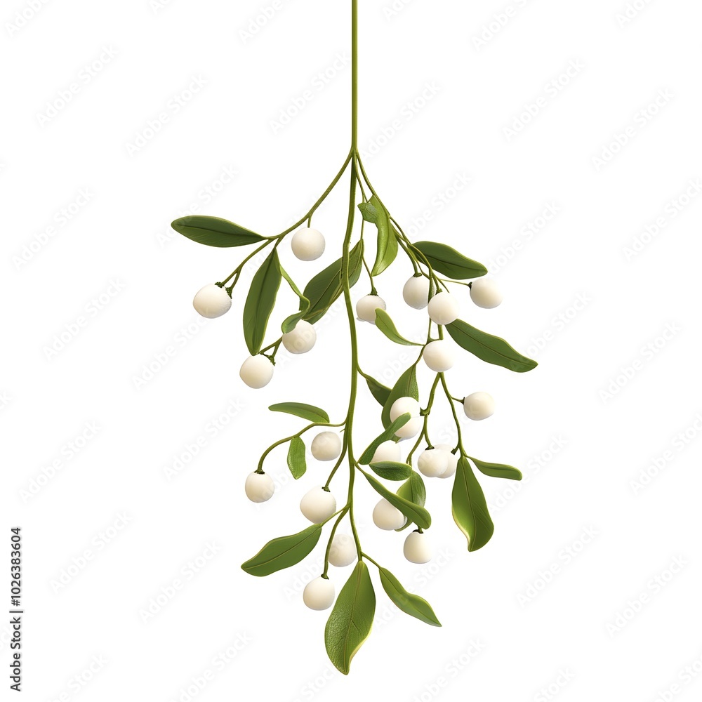 Elegant mistletoe branch with white berries on a clean background Elegant mistletoe branch with white berries on a clean background