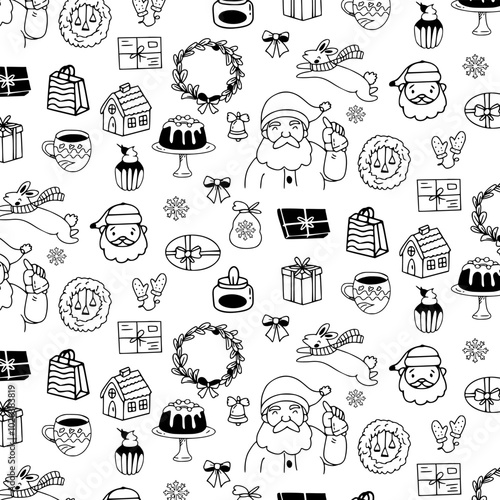 Hand drawing christmast natal doodle vector illustration seamless pattern background