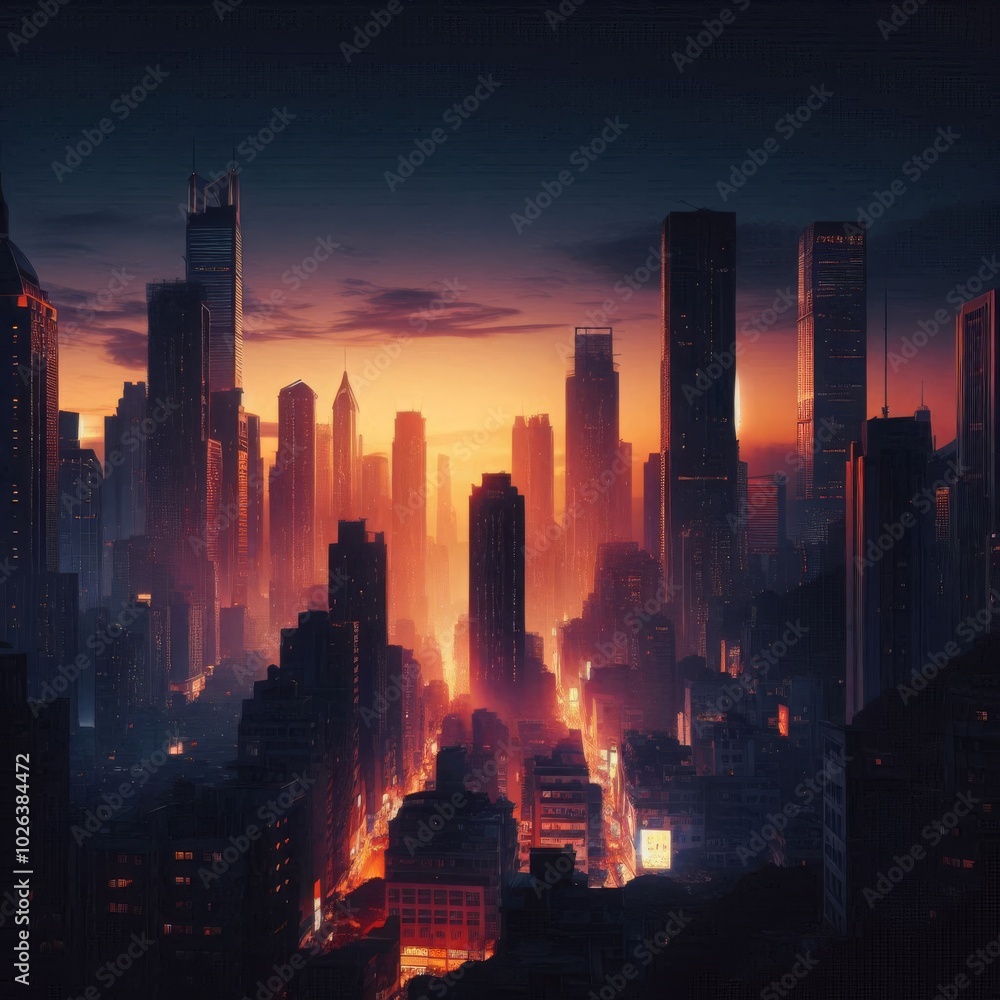 Fototapeta premium Urban Park and Full Moon Lights