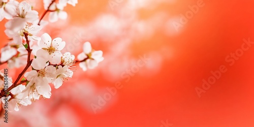 Delicate cherry blossoms against a warm, blurred background.