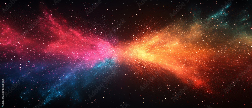 Naklejka premium Bright fireworks light up the sky with stunning colors, a beautiful scene for festive celebrations and New Year events, adding sparkle and joy