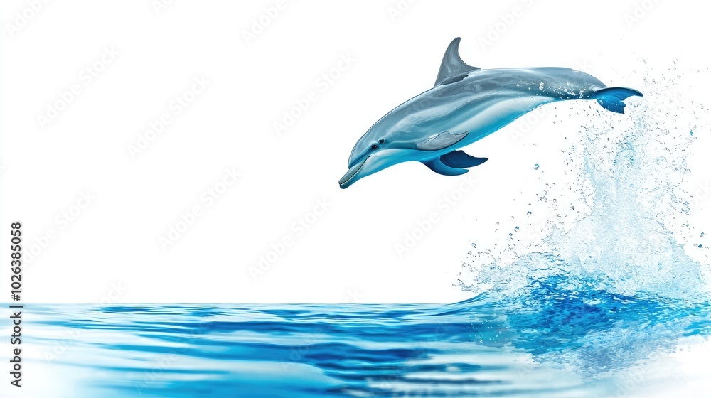 Fototapeta premium Joyful Dolphin Leaping Over Crystal Clear Water