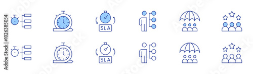 Manager icon set in two styles, Duotone and Thin Line style. Editable stroke. hr manager, risk management, hierarchy, time management, sla, appraisal