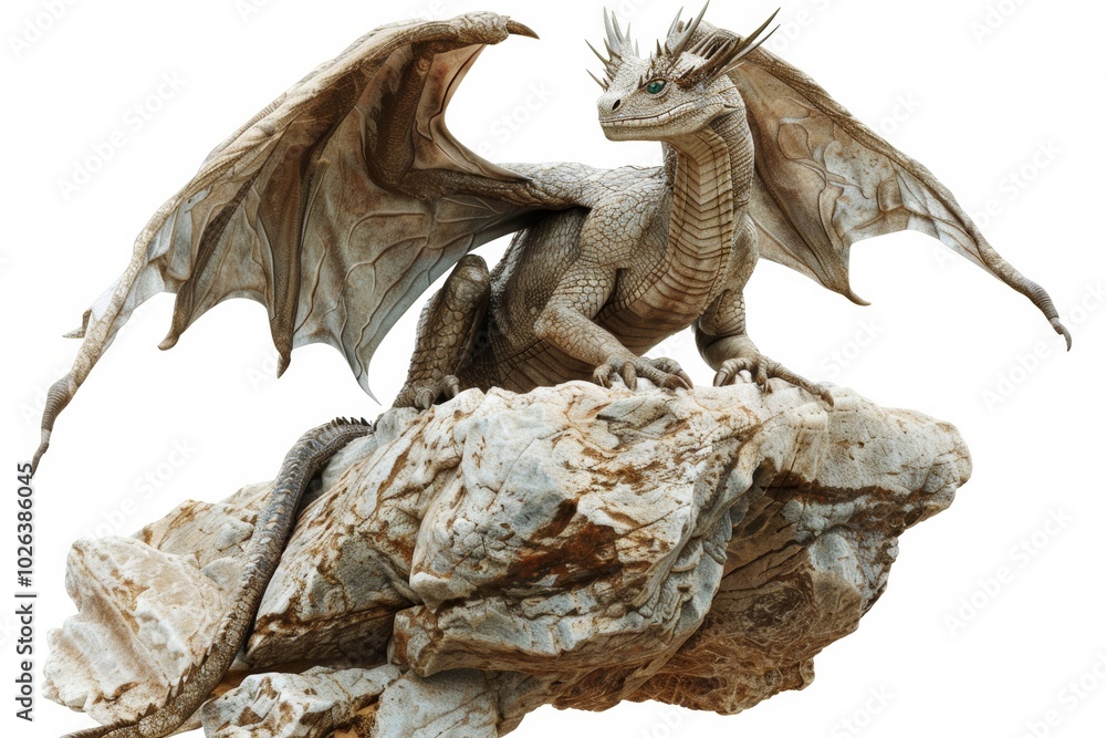 Fototapeta premium Majestic dragon perched on rocky cliff
