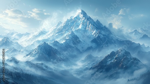 Scenic View of a Mountain Range in Low Resolution