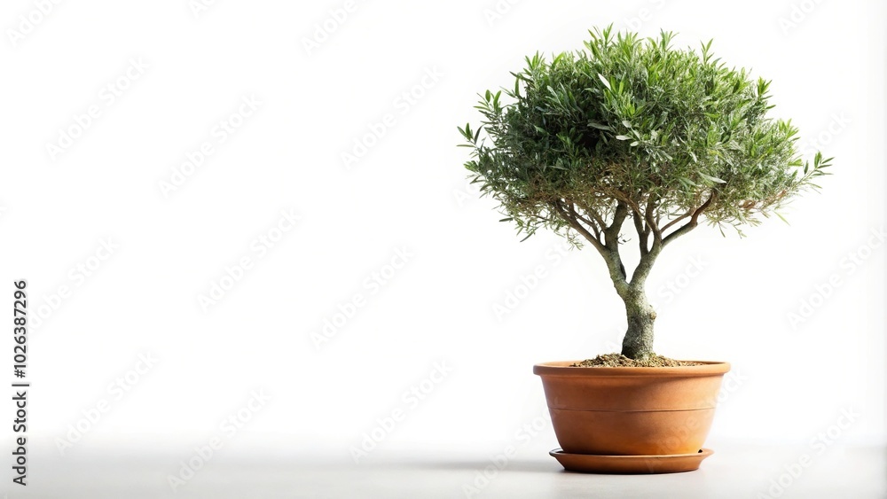 Olive tree in pot isolated on white background Olive tree in pot isolated on white background