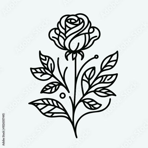 rose sketch, roses flower set of flowers vector illustration outline of a flower black and white line art, lineart