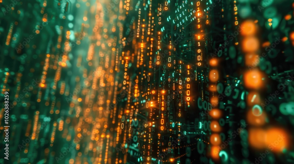 Abstract digital matrix with pulsating data nodes Abstract digital matrix with pulsating data nodes