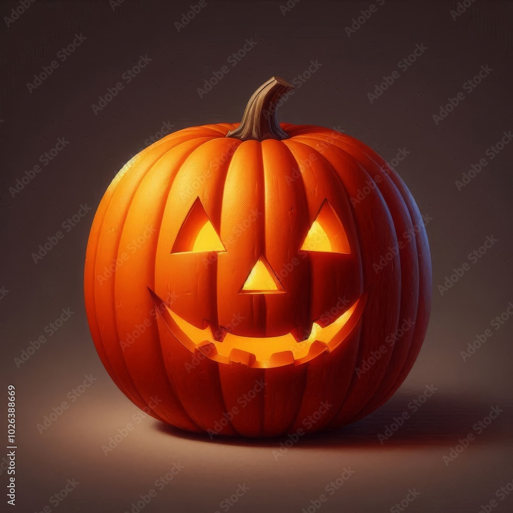 Glowing Jack-o'-Lantern on Clean Background Glowing Jack-o'-Lantern on Clean Background