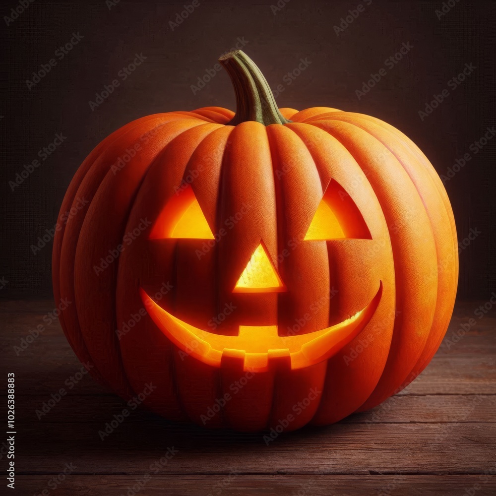 Smiling Pumpkin on Dark Background Smiling Pumpkin on Dark Background