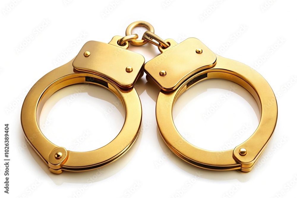 open golden handcuffs isolated on white background open golden handcuffs isolated on white background