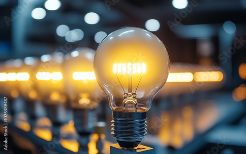 An energyefficient fluorescent LED lightbulb, showcasing its role as a replacement for traditional bulbs, symbolizing innovation in electric power technology photo