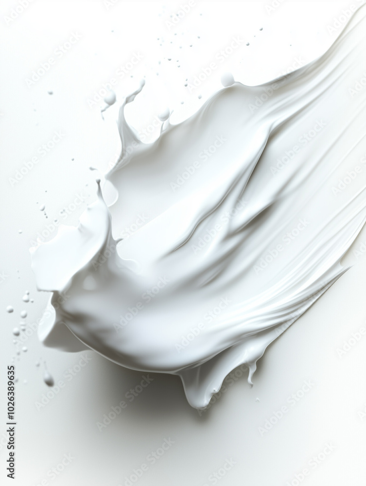 Isolated Smear of White Paint and Cream on White Background for Cosmetic and Skincare Branding Isolated Smear of White Paint and Cream on White Background for Cosmetic and Skincare Branding