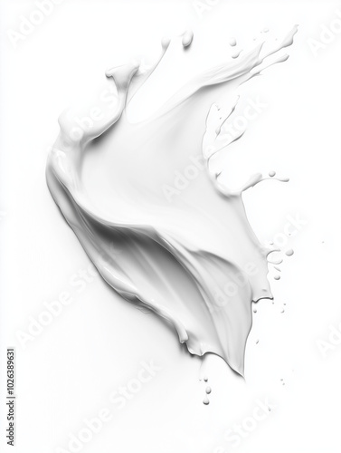 Isolated Smear of White Paint and Cream on White Background for Cosmetic and Skincare Branding