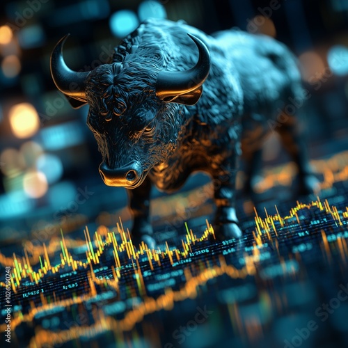 The Bull's Role in Business Growth Charts to Gains The Bull's Influence on Market Trading. photo