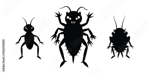 Terrifying Spider Monster Silhouette - Dark Horror Creature for Halloween Designs.
