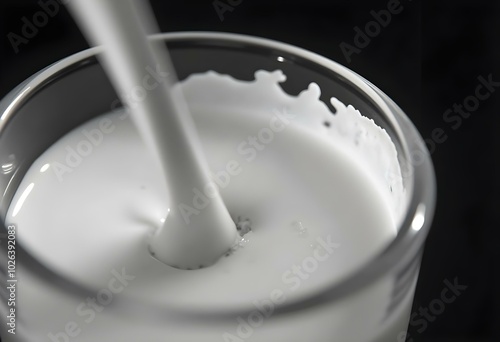 Wallpaper Mural A close-up of creamy milk being poured into a clear glass, with the motion captured showing swirling patterns, reflecting an overhead light source create with ai Torontodigital.ca