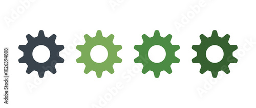 Cogwheel icon set isolated on white background