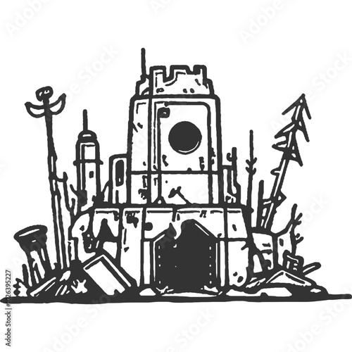 Progress Becomes Peril Vintage Illustration Vector