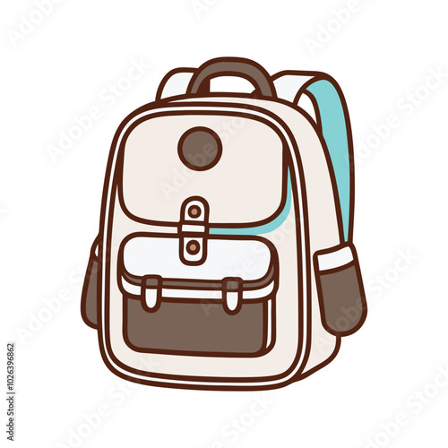 Cartoon School Backpack Vector Illustration for Kids.