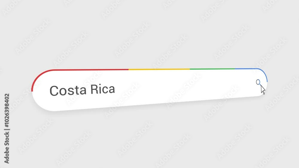 Typing Costa Rica in Search Bar Animation | Close-Up Search Engine Interface | Web Search for Costa Rica | Internet Browsing, Technology, and Digital Marketing Animation Video Typing Costa Rica in Search Bar Animation | Close-Up Search Engine Interface | Web Search for Costa Rica | Internet Browsing, Technology, and Digital Marketing Animation Video