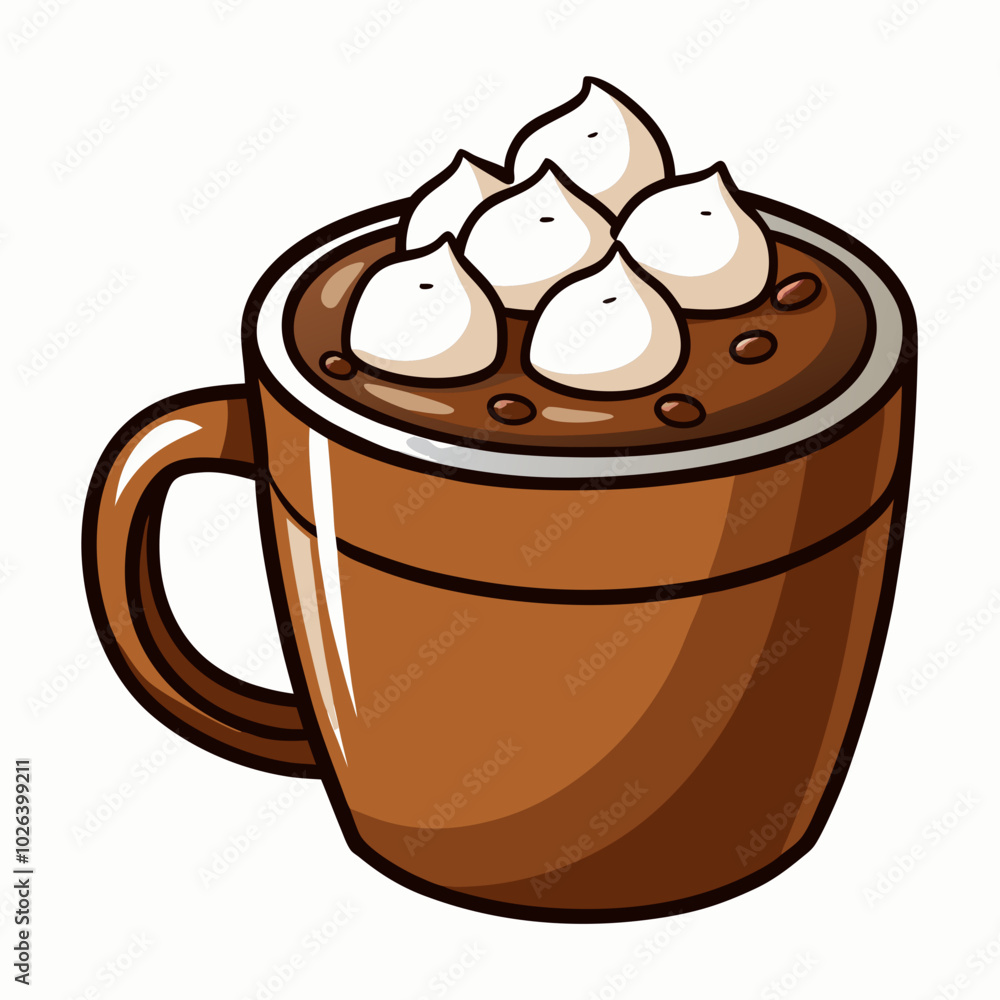Hand-Drawn Hot Chocolate with Marshmallows and Chocolate Shavings. Perfect for: Christmas, Winter holidays, Valentine's Day, Cozy nights Hand-Drawn Hot Chocolate with Marshmallows and Chocolate Shavings. Perfect for: Christmas, Winter holidays, Valentine's Day, Cozy nights
