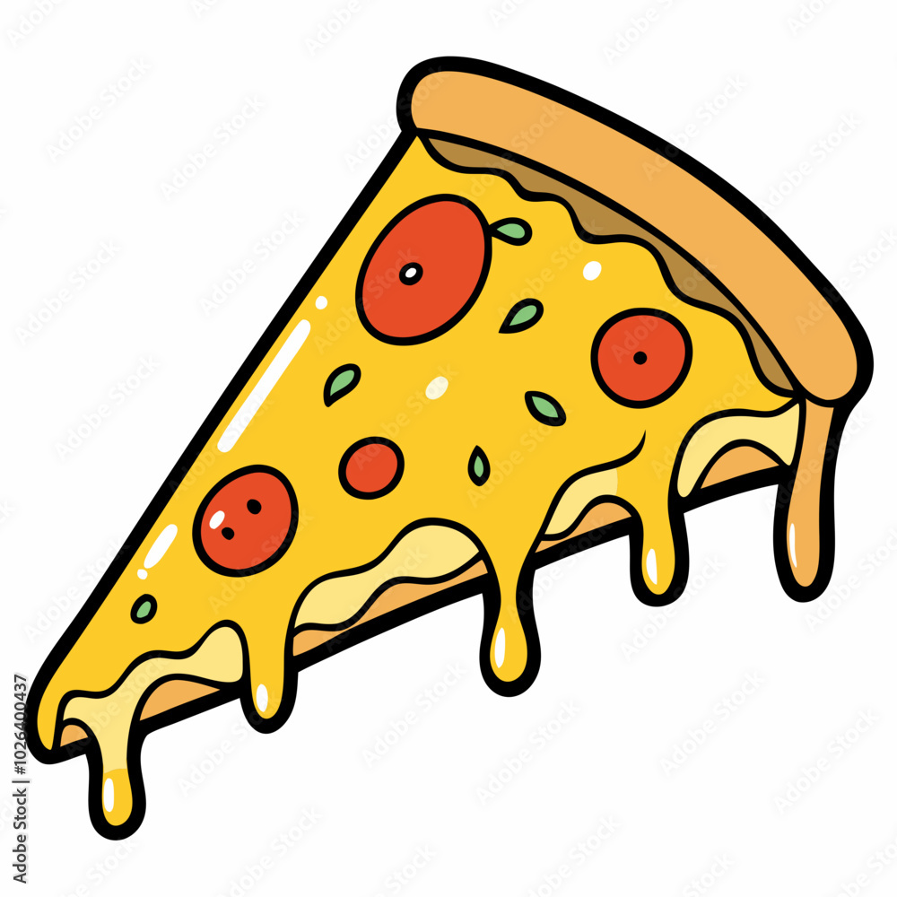 Hand-Drawn Slice of Cheese Pizza with Stretching Melted Cheese. Perfect for: pizza nights, casual dining, parties Hand-Drawn Slice of Cheese Pizza with Stretching Melted Cheese. Perfect for: pizza nights, casual dining, parties