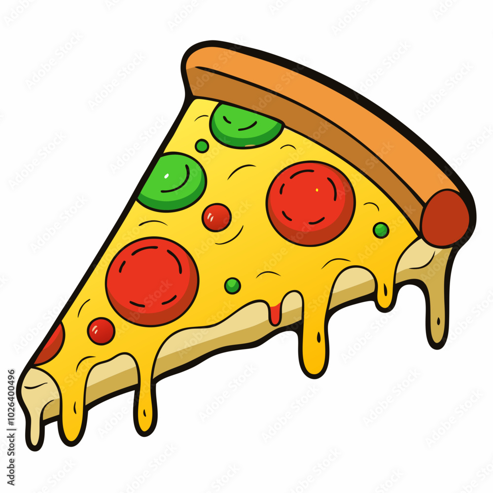 Hand-Drawn Slice of Pizza with Sausage, Cheese, and Green Peppers. Perfect for: pizza nights, casual parties, fast food events Hand-Drawn Slice of Pizza with Sausage, Cheese, and Green Peppers. Perfect for: pizza nights, casual parties, fast food events