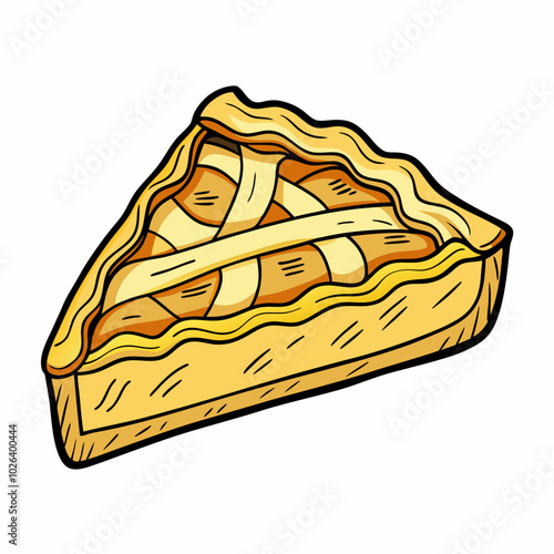 Hand-Drawn Slice of Apple Pie with Sweet Filling and Golden Crust. Perfect for: Thanksgiving, Christmas, fall celebrations