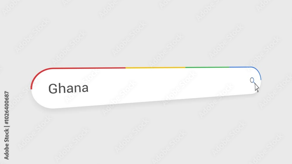 Typing Ghana in Search Bar Animation | Close-Up Search Engine Interface | Web Search for Ghana | Internet Browsing, Technology, and Digital Marketing Animation Video Typing Ghana in Search Bar Animation | Close-Up Search Engine Interface | Web Search for Ghana | Internet Browsing, Technology, and Digital Marketing Animation Video