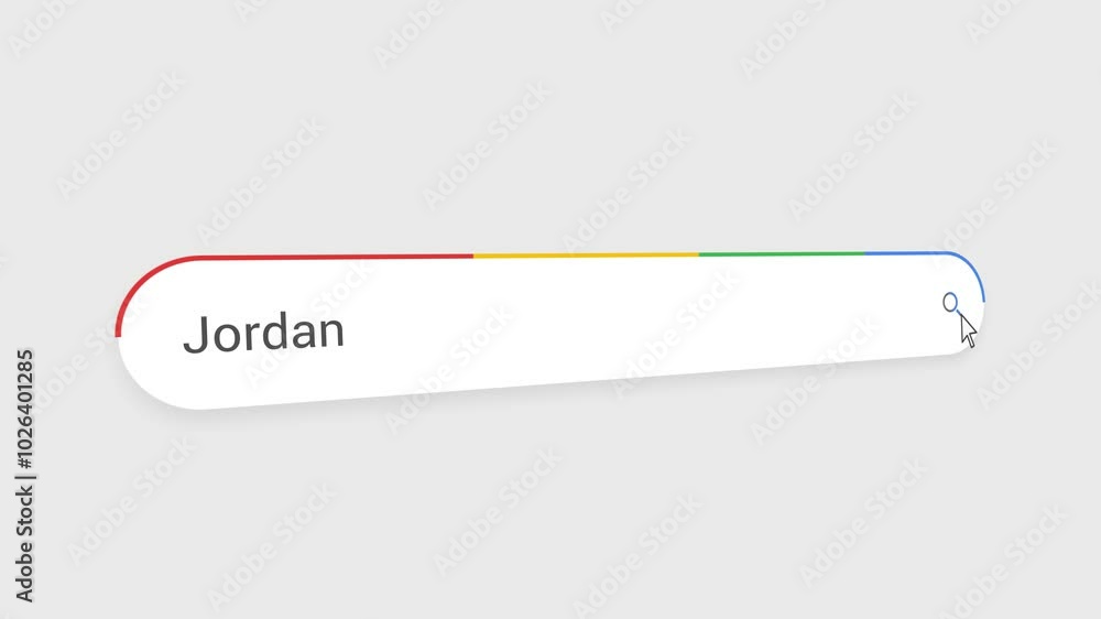 Typing Jordan in Search Bar Animation | Close-Up Search Engine Interface | Web Search for Jordan | Internet Browsing, Technology, and Digital Marketing Animation Video Typing Jordan in Search Bar Animation | Close-Up Search Engine Interface | Web Search for Jordan | Internet Browsing, Technology, and Digital Marketing Animation Video