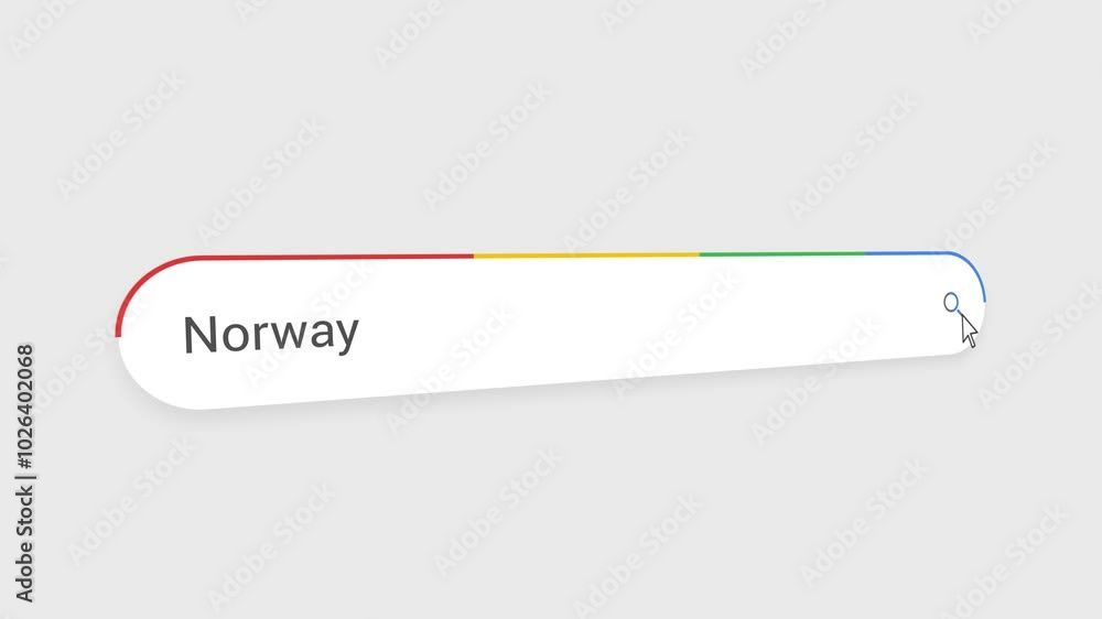 Typing Norway in Search Bar Animation | Close-Up Search Engine Interface | Web Search for Norway | Internet Browsing, Technology, and Digital Marketing Animation Video Typing Norway in Search Bar Animation | Close-Up Search Engine Interface | Web Search for Norway | Internet Browsing, Technology, and Digital Marketing Animation Video