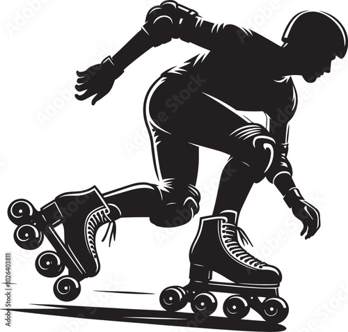 Roller skating Silhouette illustration isolated on a white background
