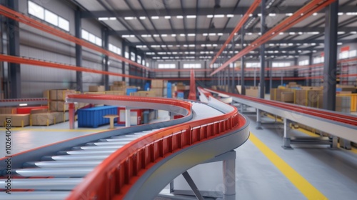 Automated conveyor belt system in a bustling warehouse