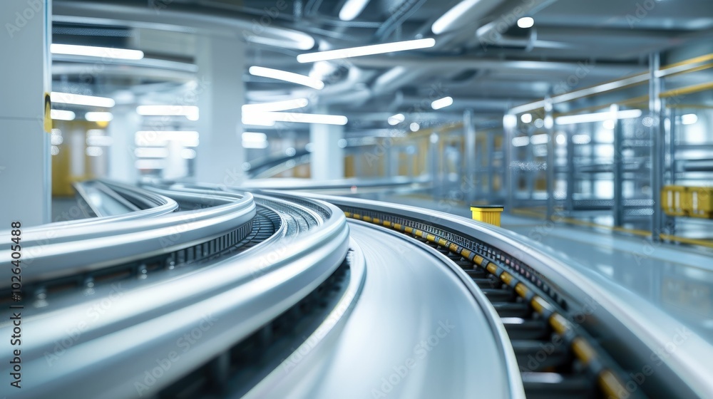 Automated conveyor belt system in a bustling warehouse Automated conveyor belt system in a bustling warehouse