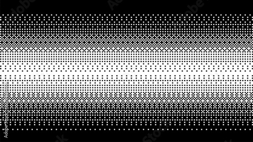 Pixelated bitmap gradient texture.8 bit video game screen wallpaper Black and white dither pattern background.	