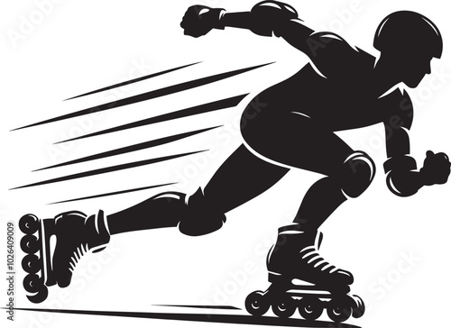 Roller skating Silhouette illustration isolated on a white background