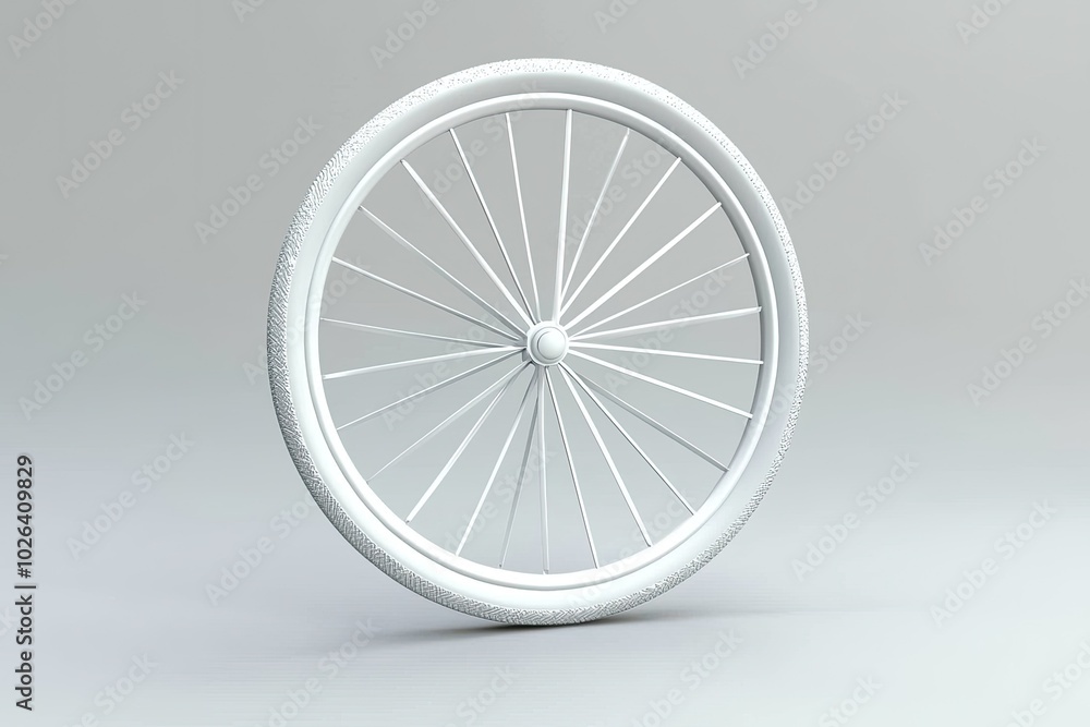 Bicycle wheel on a neutral background, showcasing its design and structure. Bicycle wheel on a neutral background, showcasing its design and structure.
