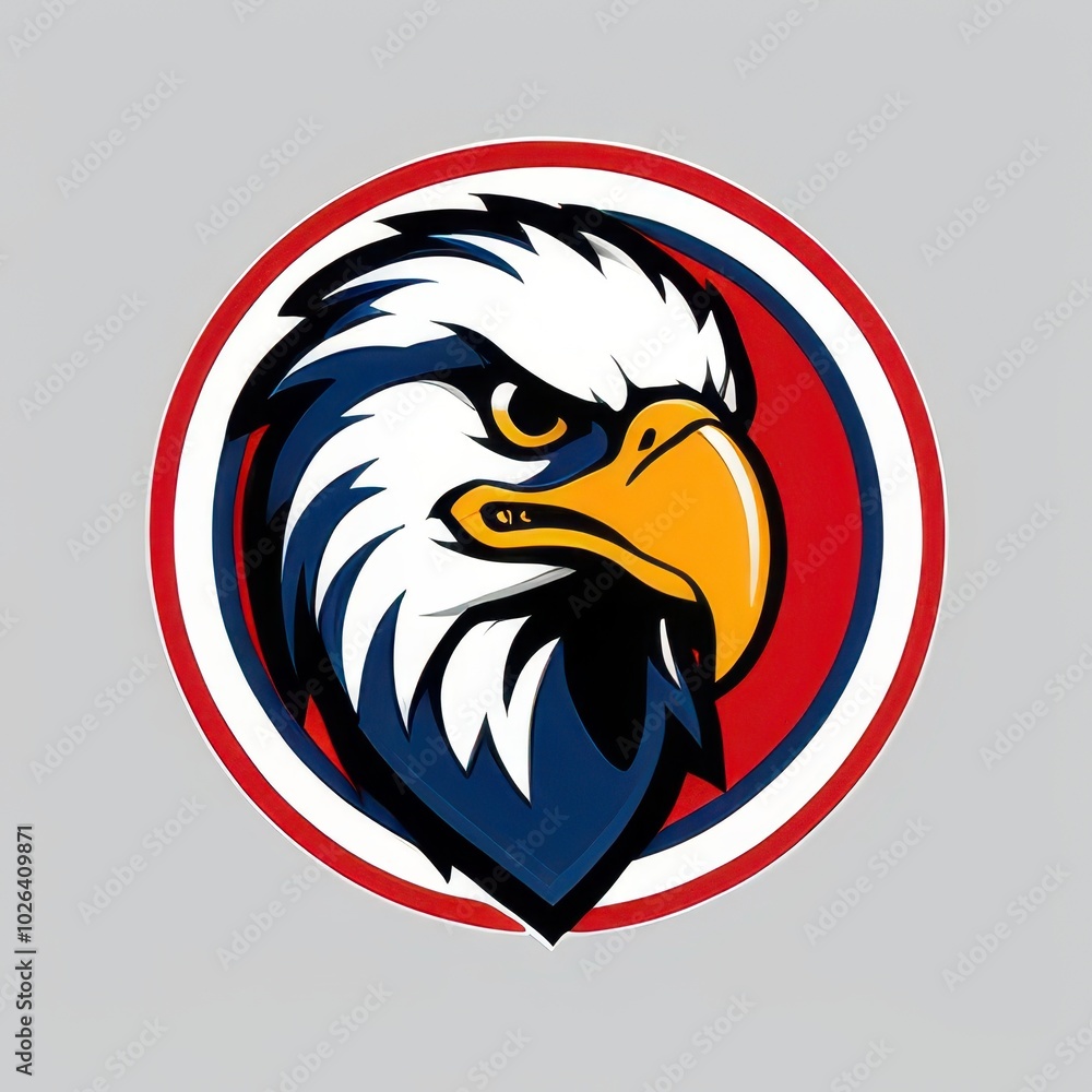 Obraz premium Bold illustration of a high school mascot eagle in an aggressive pose, perfect for sports teams, school logos, and digital branding projects