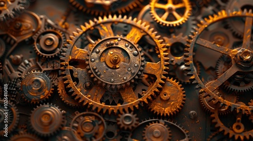 Close-up of gears and cogs in motion