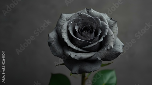 Wallpaper Mural minimalist sympathy card with black rose on muted grey background condolence concept. Torontodigital.ca