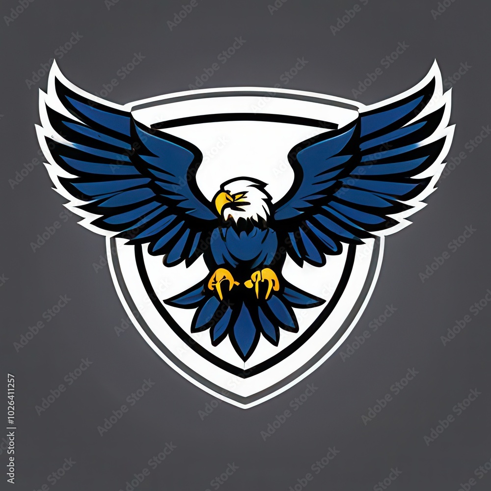 Obraz premium Bold illustration of a high school mascot eagle in an aggressive pose, perfect for sports teams, school logos, and digital branding projects