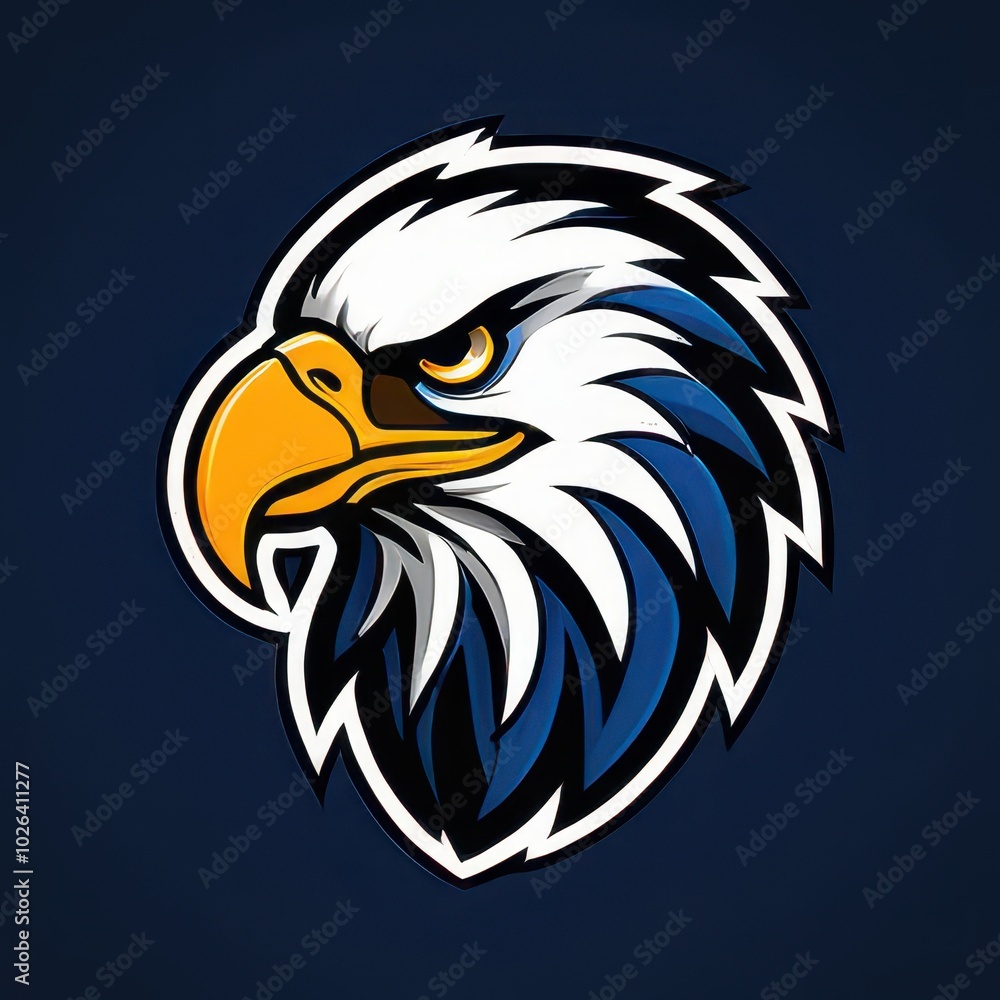 Obraz premium Bold illustration of a high school mascot eagle in an aggressive pose, perfect for sports teams, school logos, and digital branding projects