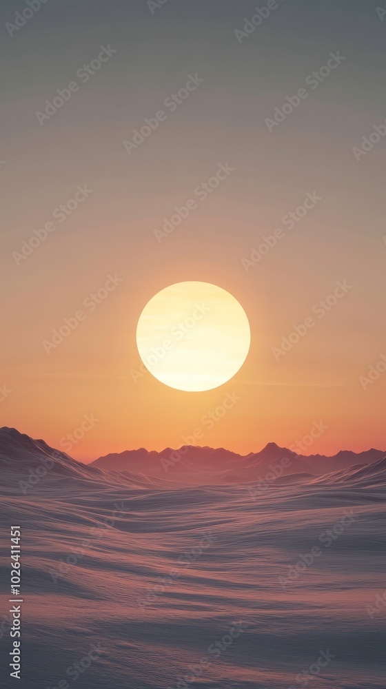 Stunning sunset over a tranquil snowy landscape Stunning sunset over a tranquil snowy landscape