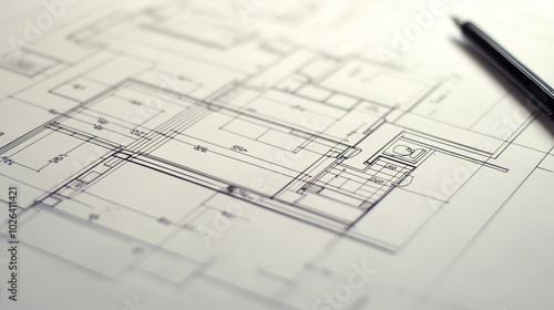 A close-up of an architectural blueprint