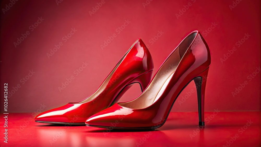 Pair of modern high heel red shoe isolated on red background Pair of modern high heel red shoe isolated on red background