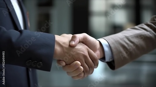 Businessman shaking hands with partner in meeting room. Successful business concept.