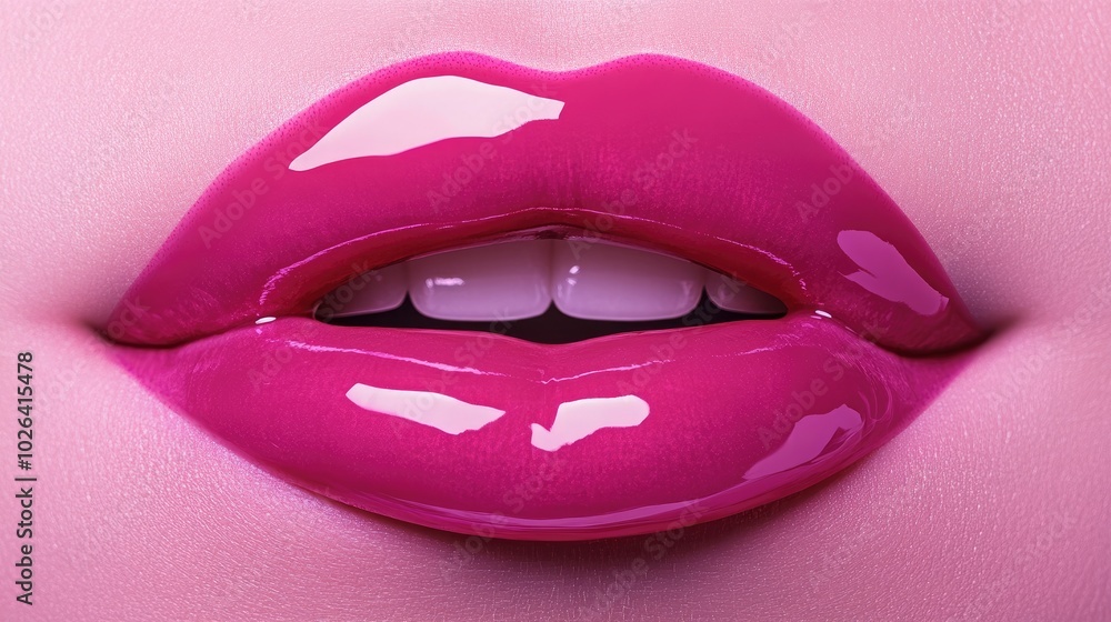 High-resolution image of glossy, pink lips, showcasing their smooth texture and flawless beauty, perfect for beauty or cosmetic concepts. High-resolution image of glossy, pink lips, showcasing their smooth texture and flawless beauty, perfect for beauty or cosmetic concepts.